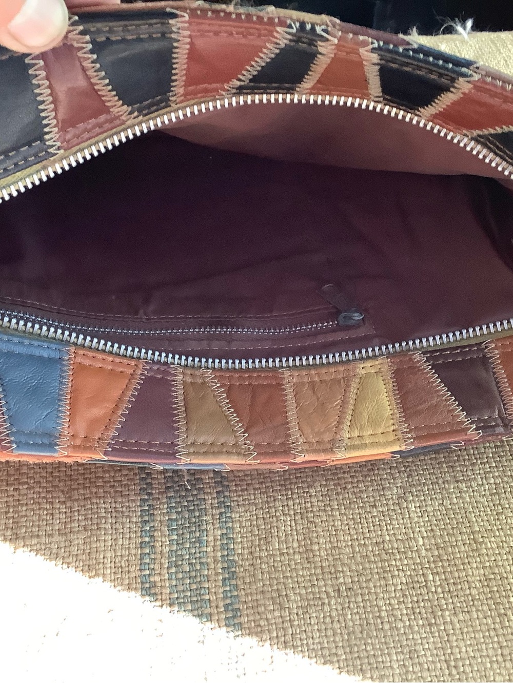 Vintage 1970s Multi Colored Leather Patchwork  Clutch Purse - Picture 4 of 6
